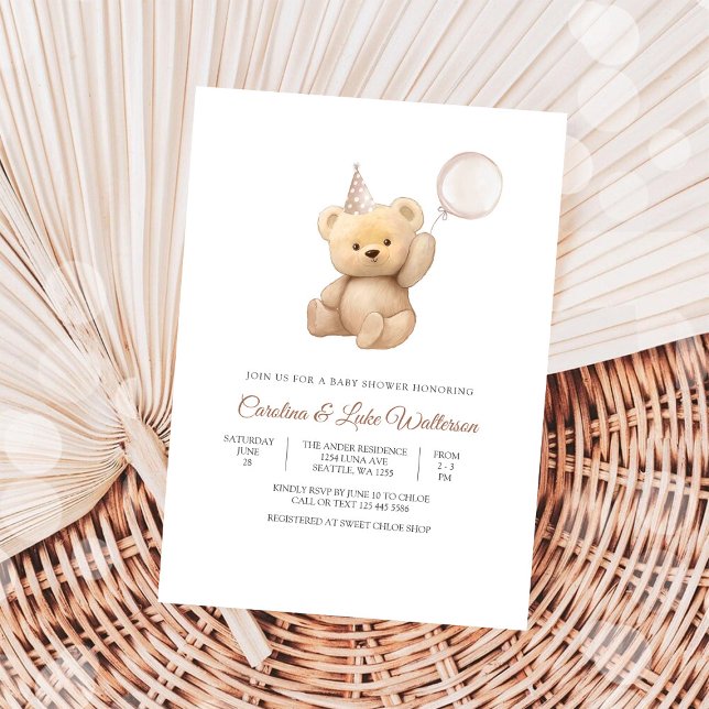 Invitación Cute Teddy Bear Baby Shower Invitation (Subido por el creador)