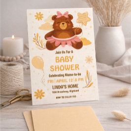 Invitación Cute Teddy Bear Baby Shower Invitation for Girl