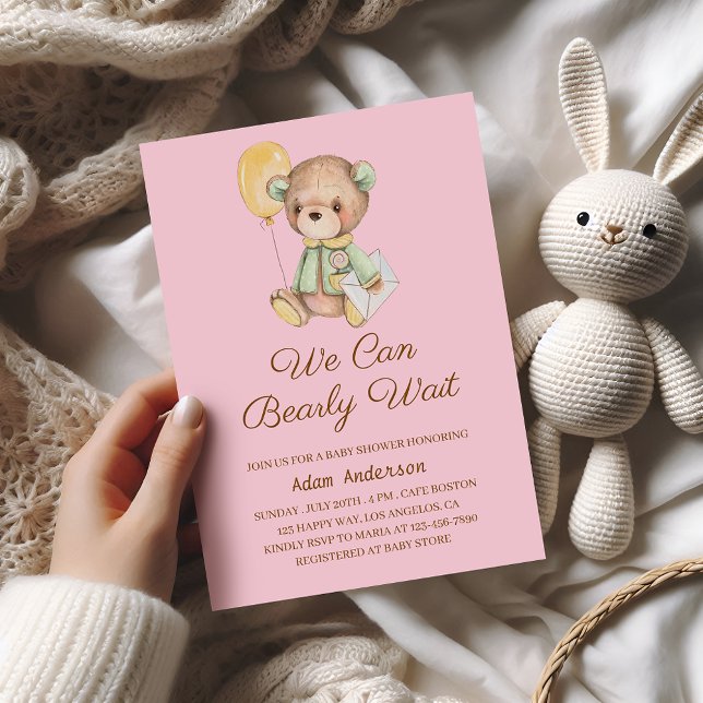 Invitación Cute Teddy Bear Baby Shower - Podemos Esperar Bear (Subido por el creador)