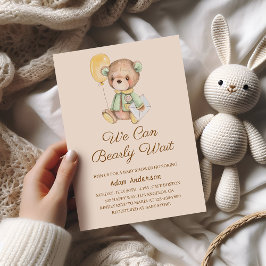 Invitación Cute Teddy Bear Baby Shower - Podemos Esperar Bear