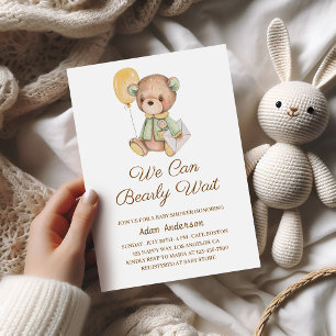 Invitación Cute Teddy Bear Baby Shower - Podemos Esperar Bear