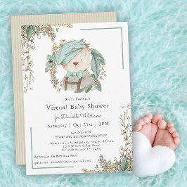 Invitación Cute Teddy Bear Baby Shower virtual para niño
