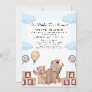 Invitación Cute Teddy Bear Balloon Theme