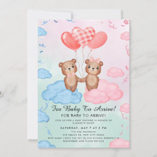 Invitación Cute Teddy Bear Balloon Theme