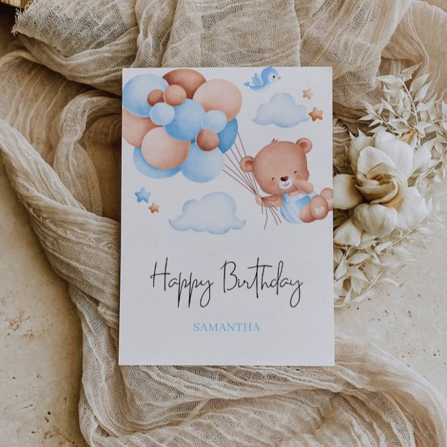 Invitación Cute Teddy Bear Birday Card (Cute Teddy Bear Birthday Card)