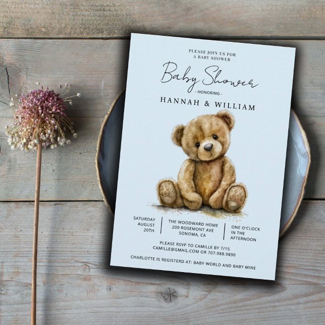 Invitación Cute Teddy Bear Blue Baby Boy Baby Shower (Subido por el creador)