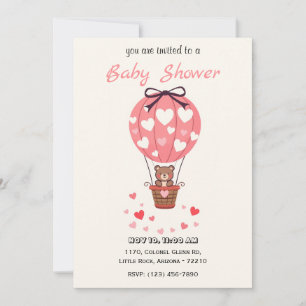 Invitación Cute Teddy Bear Hot Air Balloon Baby Shower