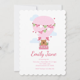 Invitación Cute Teddy Bear Pink Capybara Girls Birthday