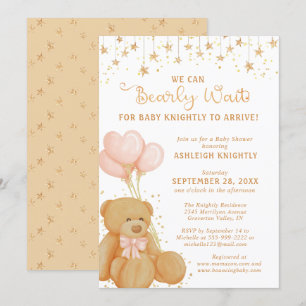 Invitación Cute Teddy Bear Sexo Neutral Baby Shower