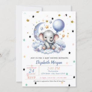 Invitación Cute Teddy Bear Stars Princess Baby Shower