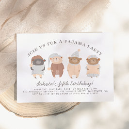 Invitación Cute Teddy Bears Pajama Fiesta Birday Party