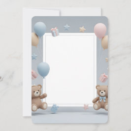 Invitación Cute Teddy Bears Photo Frame - Blue & Pink Baby