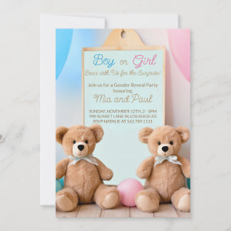 Invitación Cute Teddy Oso Revelación de Género