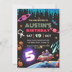 Invitación Cute tema del espacio ultraterrestre Cualquier cum