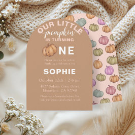 Invitación Cute Terracotta Pumpkin First Birthday Invitation