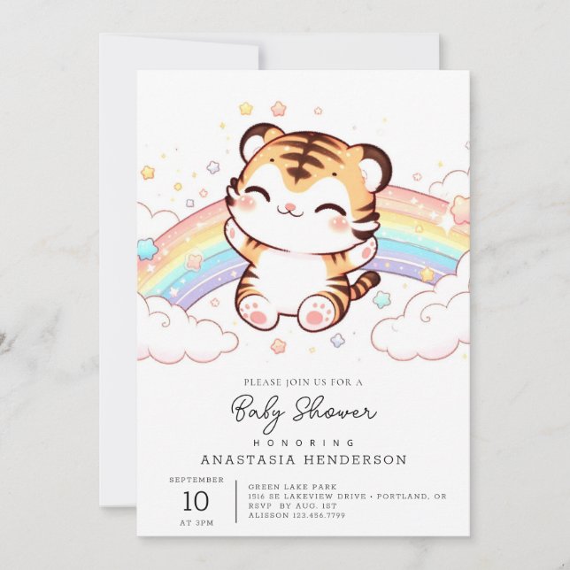 Invitación Cute Tiger Baby Shower (Anverso)