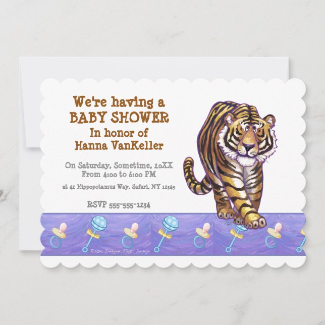 Invitación Cute Tiger Baby Shower (Anverso)
