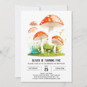 Invitación Cute Toadstool Kingdom Kids Birday
