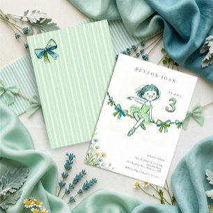Invitación Cute Trendy Mint Ballerina Girl Birthday LPM26
