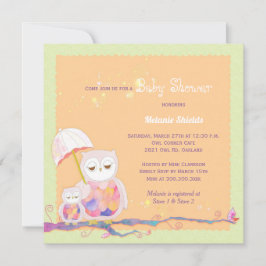 Invitación Cute Trendy Owl Baby Shower