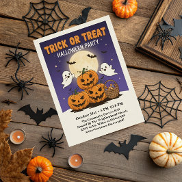 Invitación Cute Trick or Treat Halloween Party Kids