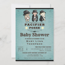 Cute Triplets Pacifier Posse Western Baby Shower