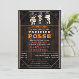 Invitación Cute Triplets Pacifier Posse Wild West Baby Shower