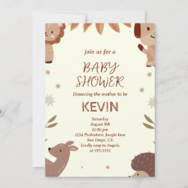 Invitación Cute Tropical Animal Baby Shower