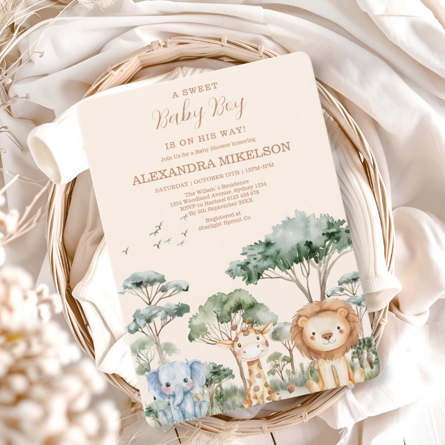 Invitación Cute Tropical Jungle Safari Animals Baby Shower (Subido por el creador)