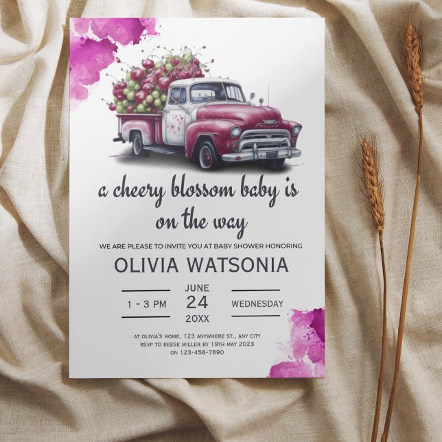 Invitación Cute Truck cherry Sweet Baby Shower (Subido por el creador)
