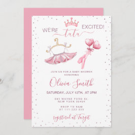 Invitación Cute Tutu Ballet Slippers Ballerina Baby Shower