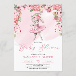 Invitación Cute tutu bunny bailerina florida Baby Shower