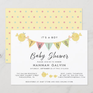 Invitación Cute Twin Boys Baby Shower