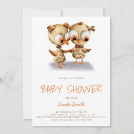 Invitación Cute Twin Owls Baby Shower
