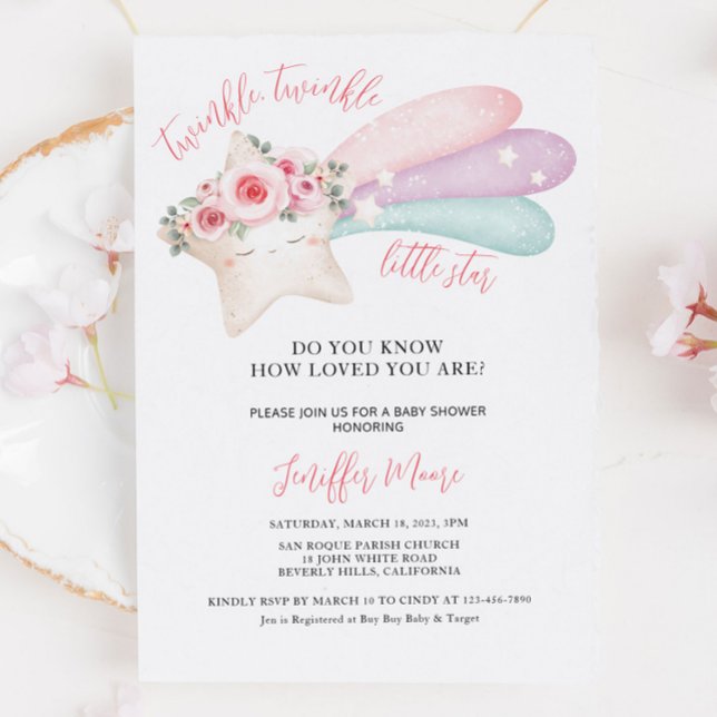 Invitación Cute Twinkle Twinkle Little Star Baby Shower (Subido por el creador)