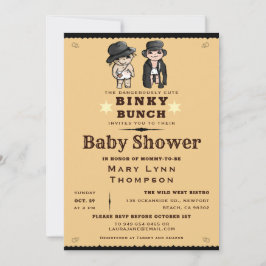 Invitación Cute Twins Binky Bunch Western Baby Shower