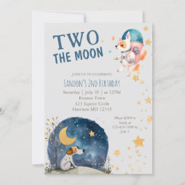 Invitación Cute Two the Moon Dog Boys Second Birday