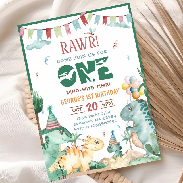 Invitación Cute un dino mito dinosaurio primer cumpleaños (Subido por el creador)