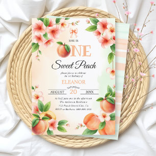 Invitación Cute un melocotón dulce Primer fiesta de cumpleaño