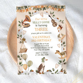 Invitación Cute un tonto niño de la cosecha de Goose Chica cu