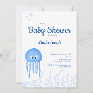 Invitación Cute Under Sea Jellyfish Boy Baby Shower