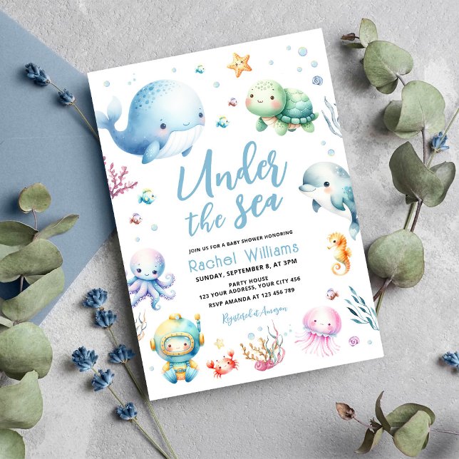Invitación Cute Under the Sea Baby Shower (Subido por el creador)