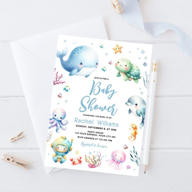 Invitación Cute Under the Sea Baby Shower (Subido por el creador)