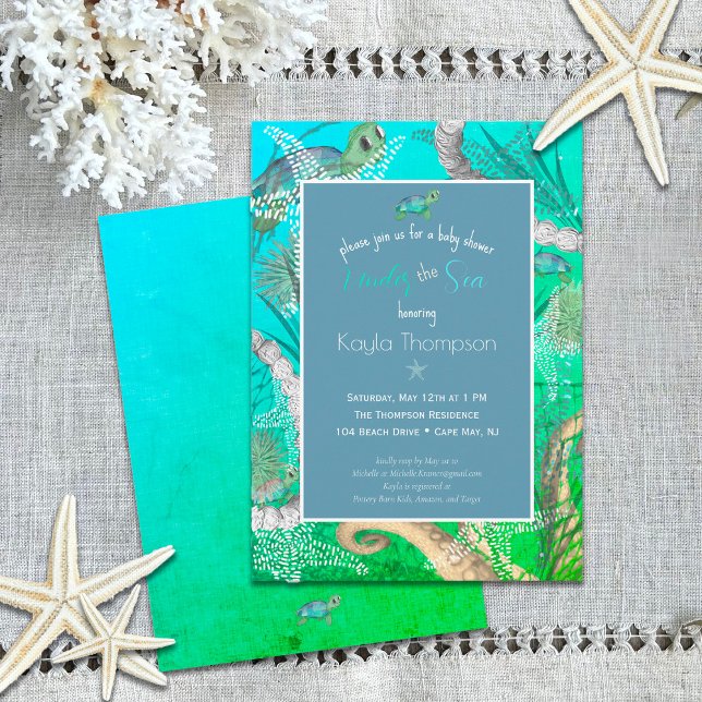 Invitación Cute Under the Sea Baby Shower (Cute Under the Sea Baby Shower Invitation)
