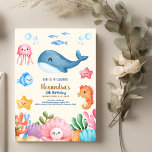Invitación Cute Under the Sea Birthday<br><div class="desc">Embarque en un viaje a las profundidades del océano con nuestra invitación de cumpleaños Cute Under the Sea. Este diseño original y encantador prepara el escenario para una gran celebración costera. Desde criaturas amigables en el mar hasta vibrantes arrecifes de coral, cada detalle invita a sus huéspedes a sumergirse en...</div>