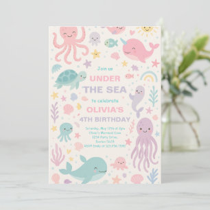 Invitación Cute Under the Sea Birthday Party Invitation