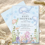 Invitación Cute Under the Sea Boy Baby Shower<br><div class="desc">Bajo el mar,  una invitación a la ducha para bebés con pulpo,  tortuga marina,  ballena,  delfín y pescado. Perfecto para su ducha de verano temática para bebé para una ducha de chica o una ducha para niños.</div>