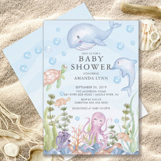 Invitación Cute Under the Sea Boy Baby Shower