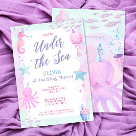 Invitación Cute Under the Sea Chica tercer cumpleaños