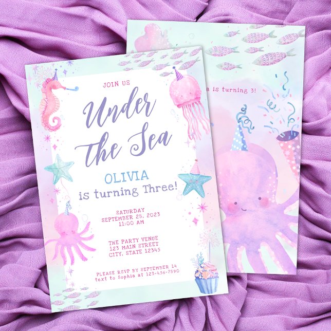Invitación Cute Under the Sea Chica tercer cumpleaños (Subido por el creador)